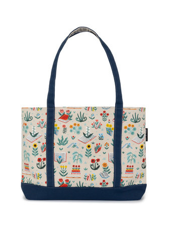 Books & Blooms Large Zippered Tote by Out of Print