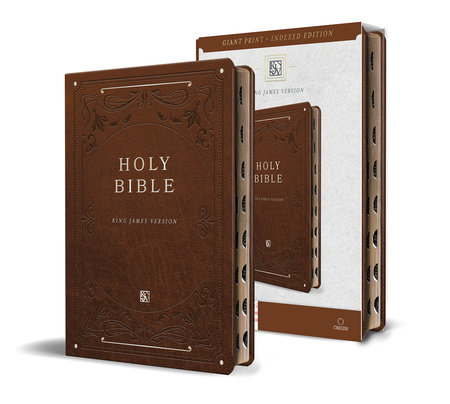 KJV Holy Bible, Giant Print Thinline Large format, Brown Premium Imitation Leath er with Ribbon Marker, Red Letter, and Thumb Index by KING JAMES VERSION