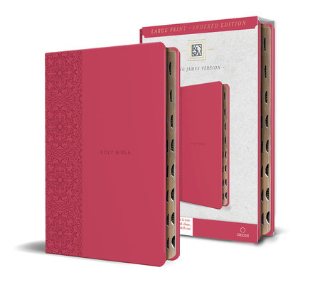 KJV Holy Bible, Large Print Medium format, Fucsia Faux Leather w/Ribbon Marker, Red Letter, thumb Index by KING JAMES VERSION