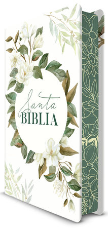 Biblia RVR 1960 letra grande tamaño manual, tapa dura con flores blancas / Spani sh Bible RVR 1960 Handy Size Large Print Hardcover White with white flowers by Reina Valera Revisada 1960