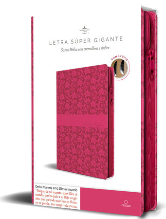 Biblia Reina Valera Revisada 1960 letra súper gigante, símil piel fucsia rosada, cremallera e índice / Spanish Bible RVR 1960 Super Giant Print, Fuchsia Pink by Reina Valera Revisada 1960