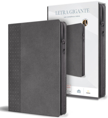 Biblia Reina Valera letra gigante, símil piel gris con cremallera e índice / Spanish Bible Reina Valera Giant Print, Gray Leathersoft with Zipper and Index by Reina Valera 1909